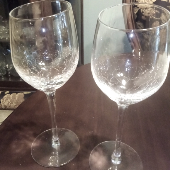 Pier 1 Other Pier One Slanted Top Crackle Glass Stemed Wine Glasses